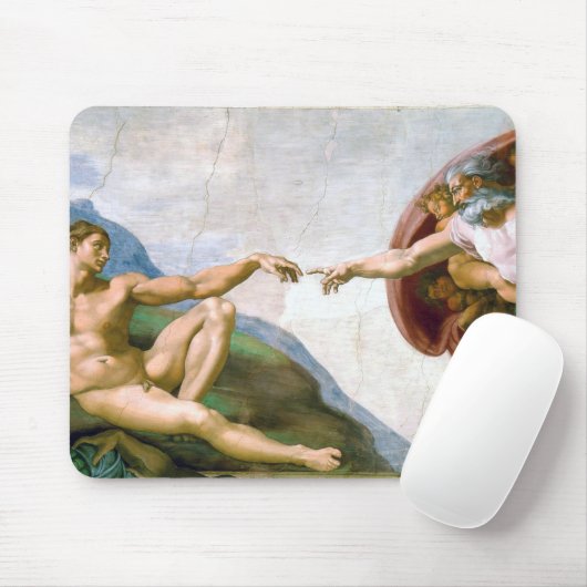 Die Schöpfung von Adam, Michelangelo, 1508-1512 Mousepad (Mit Mouse)