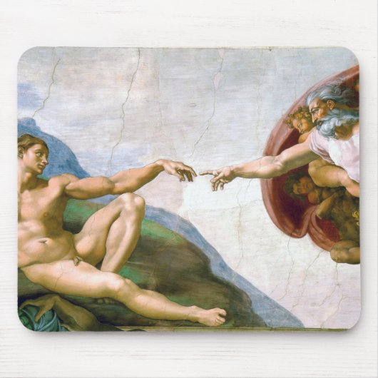 Die Schöpfung von Adam, Michelangelo, 1508-1512 Mousepad (Vorne)