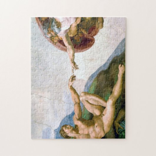 Die Schöpfung von Adam, Michelangelo, 1508-1512 Puzzle (Vertikal)
