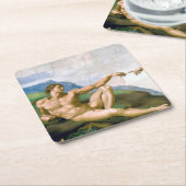 Die Schöpfung von Adam, Michelangelo, 1508-1512 Rechteckiger Pappuntersetzer (angewinkelt)