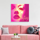 "Die Schöpfung von Schönheit ist Kunst" rosa Leinw Leinwanddruck (Insitu (Wohnzimmer))