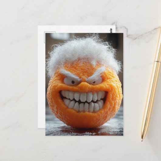 Die schreckliche orange Frucht Postkarte (Vorderseite/Rückseite Beispiel)