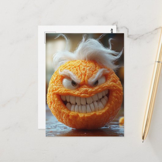 Die schreckliche wütende Orange Postkarte (Vorderseite/Rückseite Beispiel)