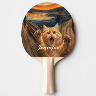 Die Schrei-Katze-Parodie-Kunst Tischtennis Schläger