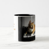 Die Schreibkraft Zweifarbige Tasse (Mittel)