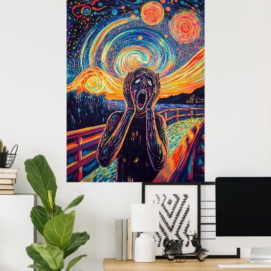 Die schreiende Synthwave-Cyberpunk-Kunst Poster (Heimbüro)