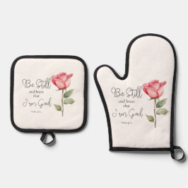 Die Schrift sei still und weiß, dass ich die Blume Ofenhandschuh & Topflappen-Set