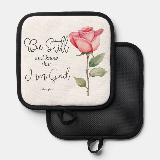 Die Schrift sei still und weiß, dass ich die Blume Topflappen (Vorderseite/Rückseite)