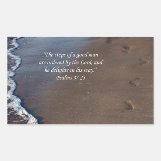 "Die Schritte eines guten Mannes" - Fußspuren auf Rechteckiger Aufkleber (Vorderseite)