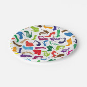 Die Schuhe der Muster-bunten Frauen Pappteller (Schrägansicht)