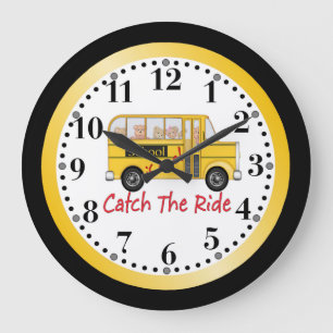 Die Schule ist Cooler Schulbus Große Wanduhr