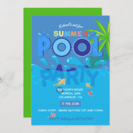 Die Schule ist für die Summer Pool Party Einladung