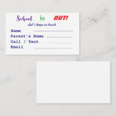 Die Schule ist für Kinder Visitenkarte (Vorne/Hinten)