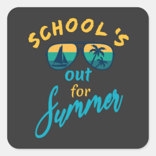 Die Schule ist im Sommer draußen Quadratischer Aufkleber