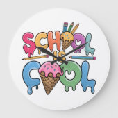 Die Schule ist wieder an der Schule Cool Große Wanduhr (Vorderseite)