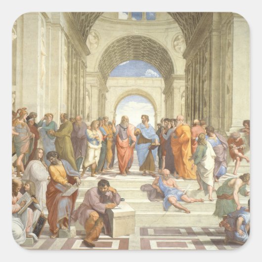 Die Schule von Athen in Raphael Quadratischer Aufkleber (Vorderseite)