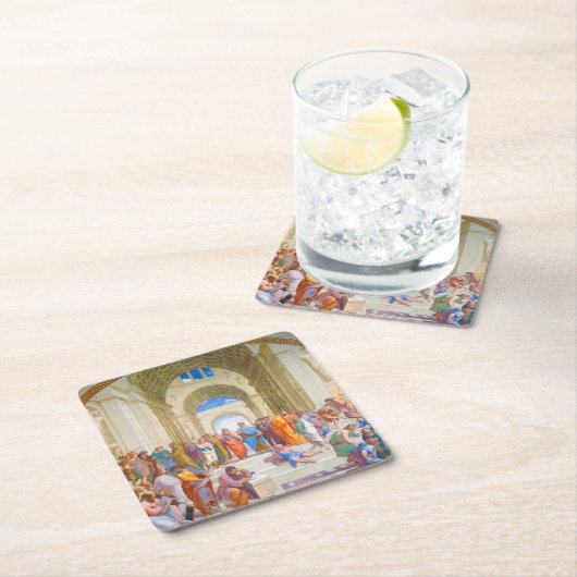 Die Schule von Athen, Raphael Rechteckiger Pappuntersetzer (Vor Ort)