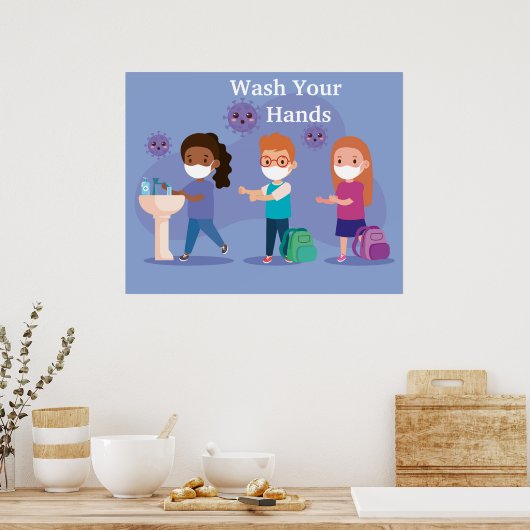 Die Schule wascht sich die Hände Poster (Küche)