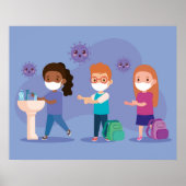 Die Schule wascht sich die Hände Poster (Vorne)