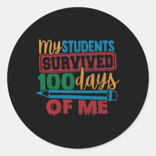 Die Schüler überlebten 100 Tage meines Fun Teacher Runder Aufkleber