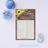 Die Schürze Game Sunflowers Brautparty Game Card Flyer (Einzeln)