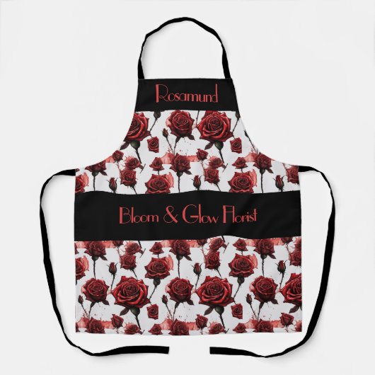 Die Schürze von Funky Rose Florist. bearbeitbar (Vorderseite)