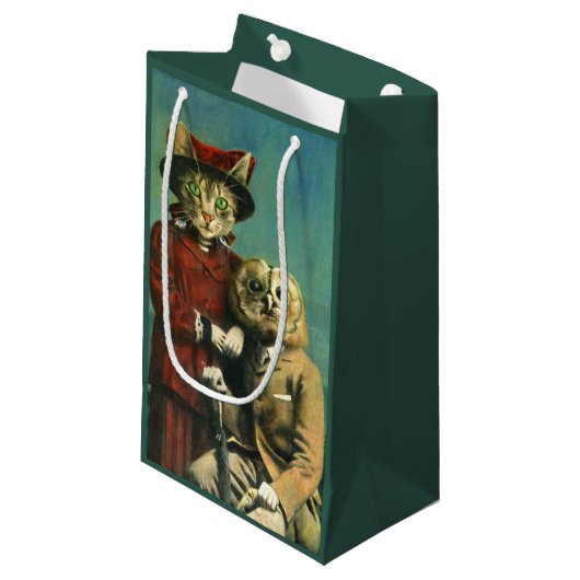 Die Schüssel mit der Muschi-Katze Kleine Geschenktüte (Vorderseite Schrägansicht)