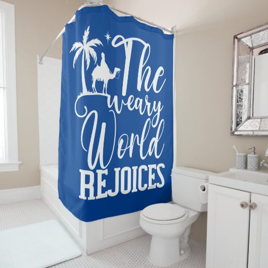 Die schwache Welt freut sich Duschvorhang (Beispiel)