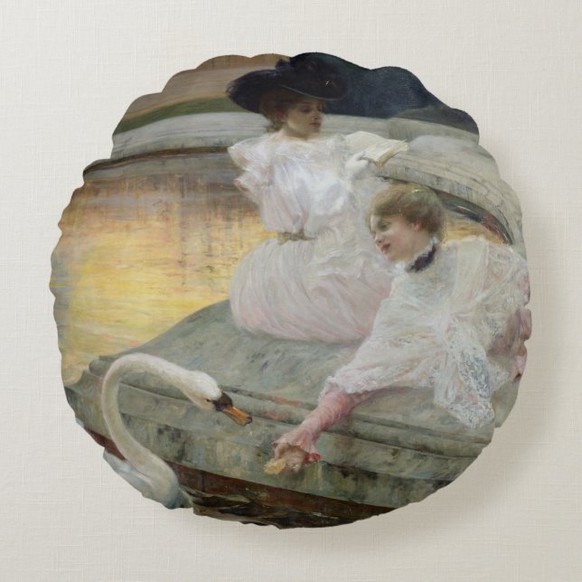 Die Schwäne, 1900 Rundes Kissen (Vorderseite)