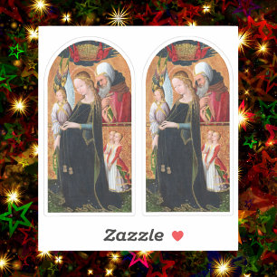 Die schwangere Madonna mit dem heiligen Josef 2-UP Aufkleber