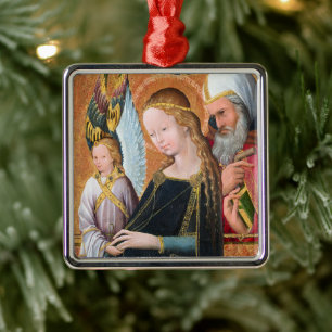 Die schwangere Madonna mit dem heiligen Josef im Q Ornament Aus Metall
