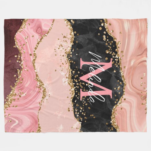 Die schwarz-rosa Sequins Agate Fleecedecke (Vorderseite (Horizontal))