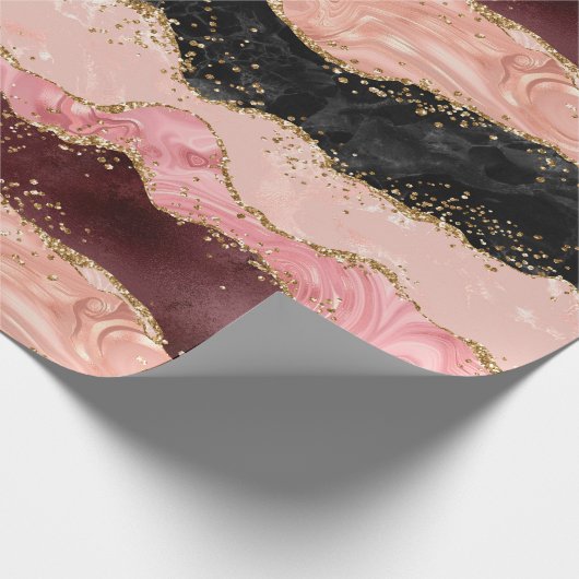 Die schwarz-rosa Sequins Agate Geschenkpapier (Ecke)
