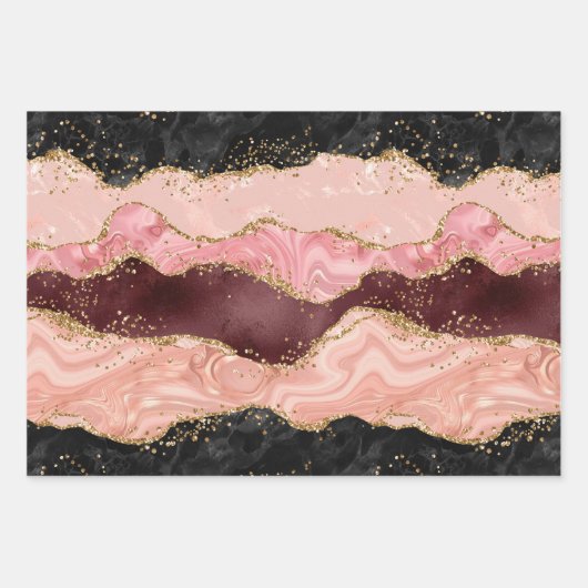 Die schwarz-rosa Sequins Agate Geschenkpapier Set (Vorderseite 2)