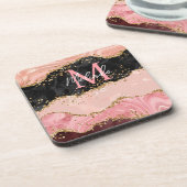 Die schwarz-rosa Sequins Agate Getränkeuntersetzer (Linke Seite)