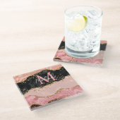 Die schwarz-rosa Sequins Agate Glasuntersetzer (Schrägansicht)