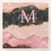 Die schwarz-rosa Sequins Agate Glasuntersetzer (Vorderseite)