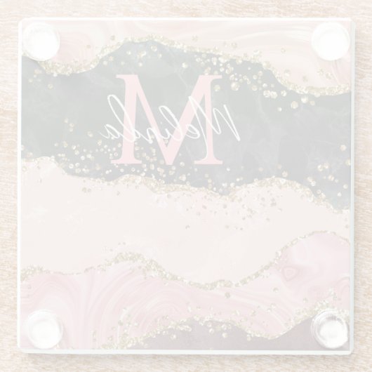 Die schwarz-rosa Sequins Agate Glasuntersetzer (Rückseite)