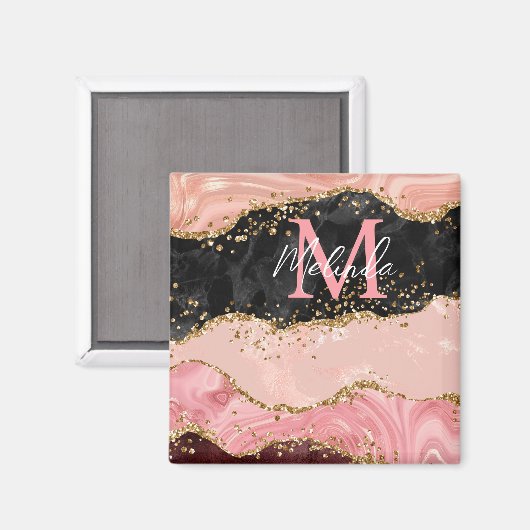 Die schwarz-rosa Sequins Agate Magnet (Vorderseite/Rückseite)