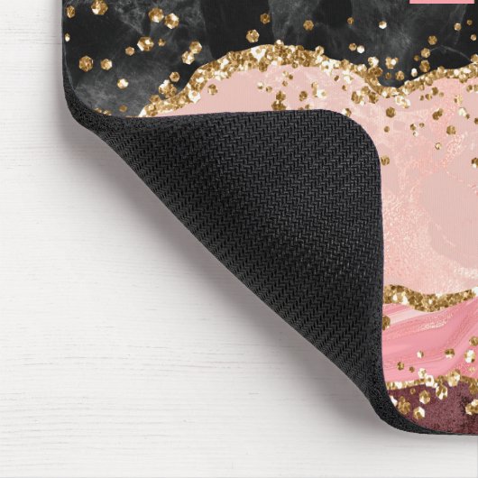 Die schwarz-rosa Sequins Agate Mousepad (Ecke)