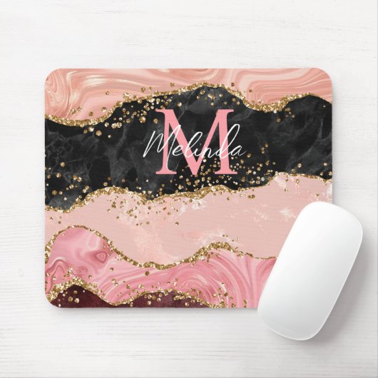 Die schwarz-rosa Sequins Agate Mousepad (Mit Mouse)