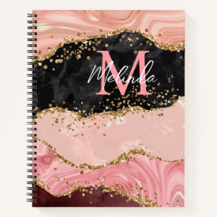 Die schwarz-rosa Sequins Agate Notizblock