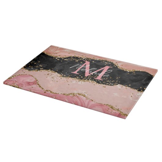 Die schwarz-rosa Sequins Agate Schneidebrett (Ecke)