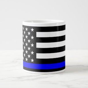 Die Schwarz-Weiß-Flagge der Thin Blue Line Jumbo-Tasse