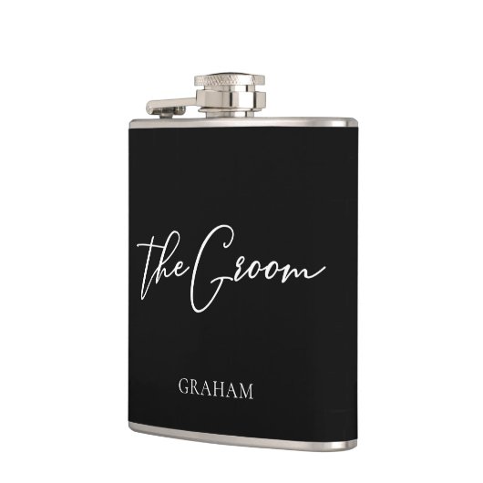 Die Schwarz-weiße Hochzeit der Groom Chic Flachmann (Links)