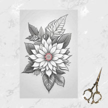 Die Schwarz-weiße Poinsettia-Linie zu Weihnachten