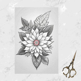 Die Schwarz-weiße Poinsettia-Linie zu Weihnachten  Seidenpapier