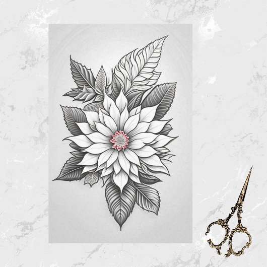 Die Schwarz-weiße Poinsettia-Linie zu Weihnachten Seidenpapier