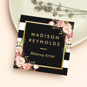 Die Schwarz-weißen Streifen sind aus Blumen Quadratische Visitenkarte