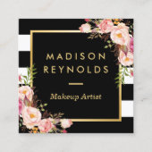 Die Schwarz-weißen Streifen sind aus Blumen Quadratische Visitenkarte (Vorderseite)